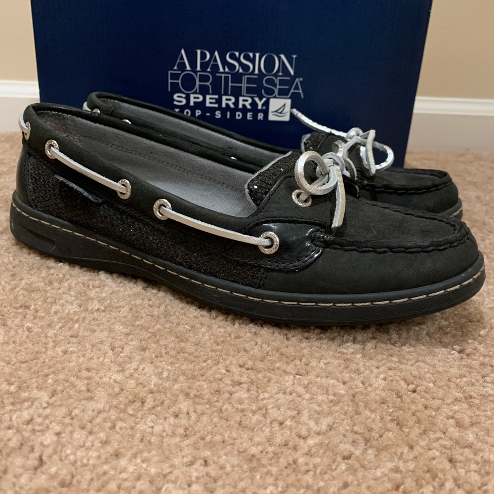 Sperry Angelfish Blk w/ Charcoal Glitter Sz 8 1/2